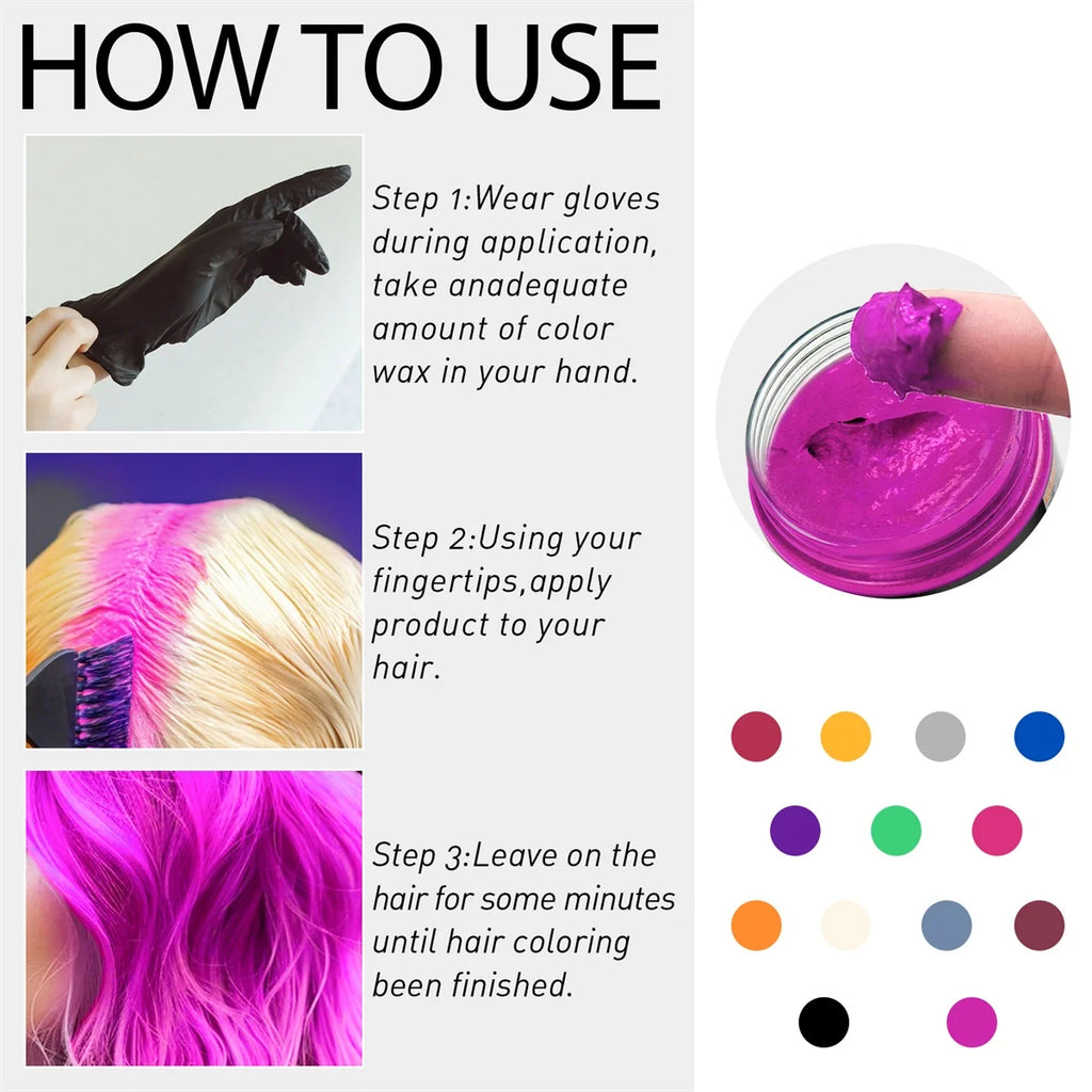 Valentine's Day DIY Hair Dyed Mud Hair Colour Wax Easy To Wash Coloring Cream One-time Hairs Beard and Eyebrows Colour Products