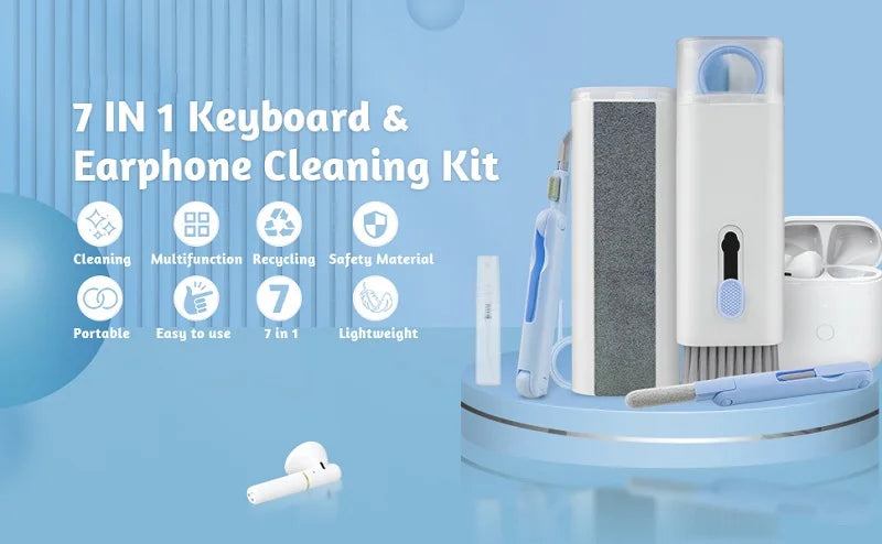 7-in-1 Keyboard Cleaning Kits Airpods Cleaner Headset Cleaner Pen Laptop Screen Cleaning Bluetooth Earphones Cleaning Kit