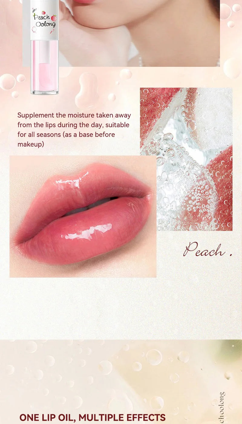 Peach Milk Honey Lip Oil Relieves Dry Moisturizing Lip Gloss Fades Lip Lines Water Light Lips Big Brush Head Cute