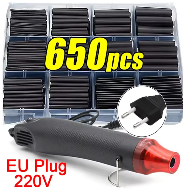 Black Heat Shrink Tube Kit Thermoresistant Tubing Shrink Wire Wrapping Electrical Connection Cable Insulation Sleeves Protecter