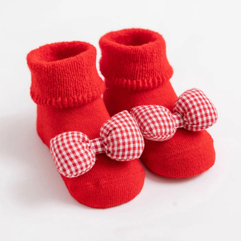 Baby Christmas Socks Newborns Cotton Winter Thickened Short Socks Kids Floor Socks Girls Boys Non-slip Print Toddler Clothing