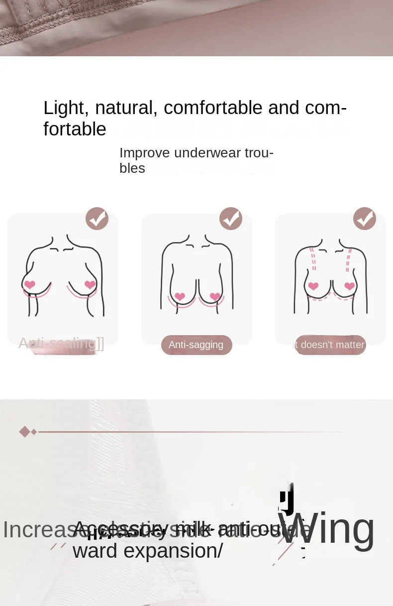 Comfortable Breathable Adjustable Brassiere Thin Section Without Steel Ring Bra Large Breasts Appear Small Side Gathering Bra