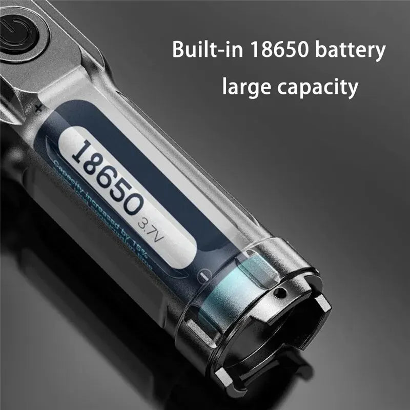 Portable LED Flashlight ABS Strong Light Focusing Flashlight USB Rechargeable Outdoor Home Strong Light Searchlight Waterproof