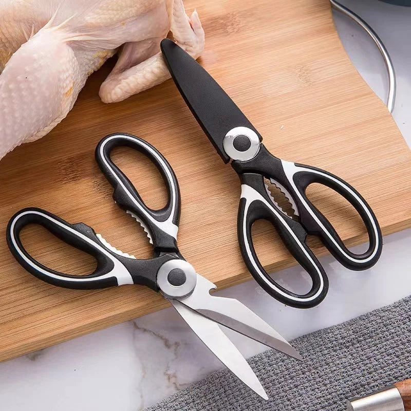 Kitchen Scissors Stainless Steel Multifunctional Non Slip Sharp Chicken Bone Scissors Chicken Wings Fish Killing BBQ Scissors