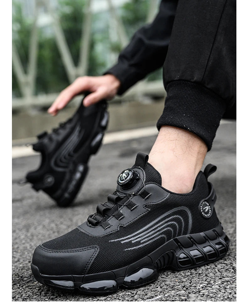 Unisex Rotating Button Safety Shoes Men For Work Sneakers Shoes Puncture-Proof Protective Women Shoes Steel Toe Work Boots