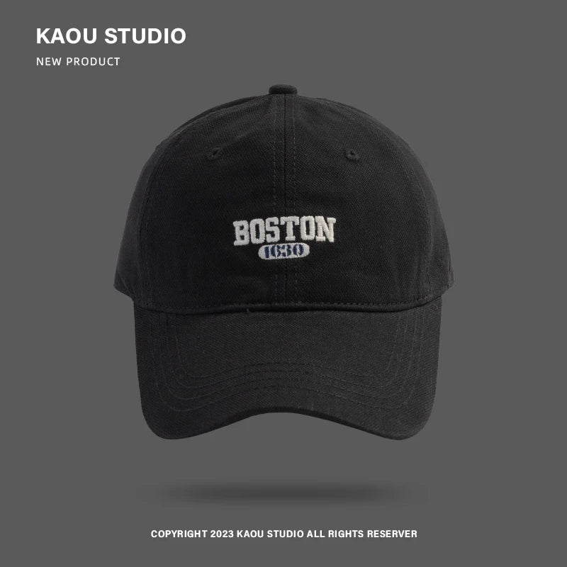 Hat Female Pink Ins Embroidered Peaked Cap Korean Style Versatile Curved Brim Trendy Men's Baseball Cap Spring and Autumn