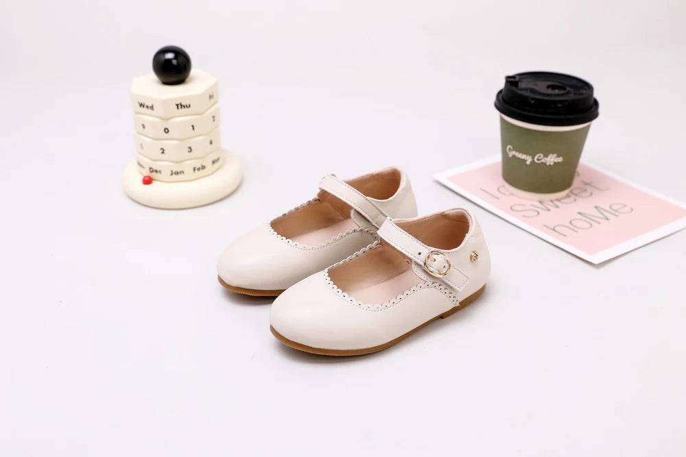 AS New Kids Shoes Children Beige Shoes Baby Boys Leather Shoes Toddler Princess Flats Girls Oxford Fashion Platform Mary Jane