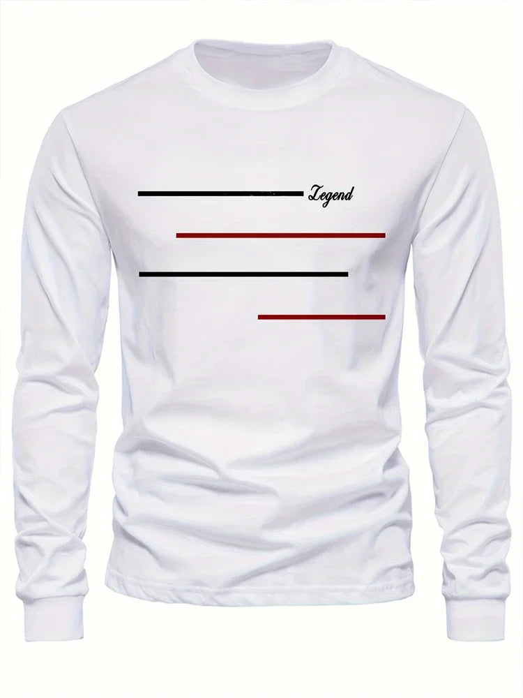 2025 New Spring Men Round Neck Casual Street Style Clothing Loose Fashion Sweatshirt Letter Pattern Creative Long Sleeve T-Shirt