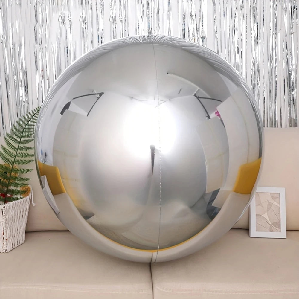 32" Silver Gold 4D Balloon Foil Mylar Sphere Balloon for Birthday Party Wedding Valentine's Day Baby Shower Decoration