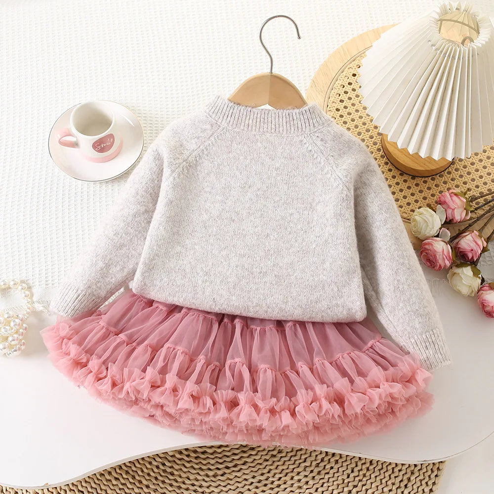 2-7Y Girl's Sweaters Single Breast Kids Knit Cardigans Flower Embroidery Baby Girl Knitwear Spring Autumn Children Outfit