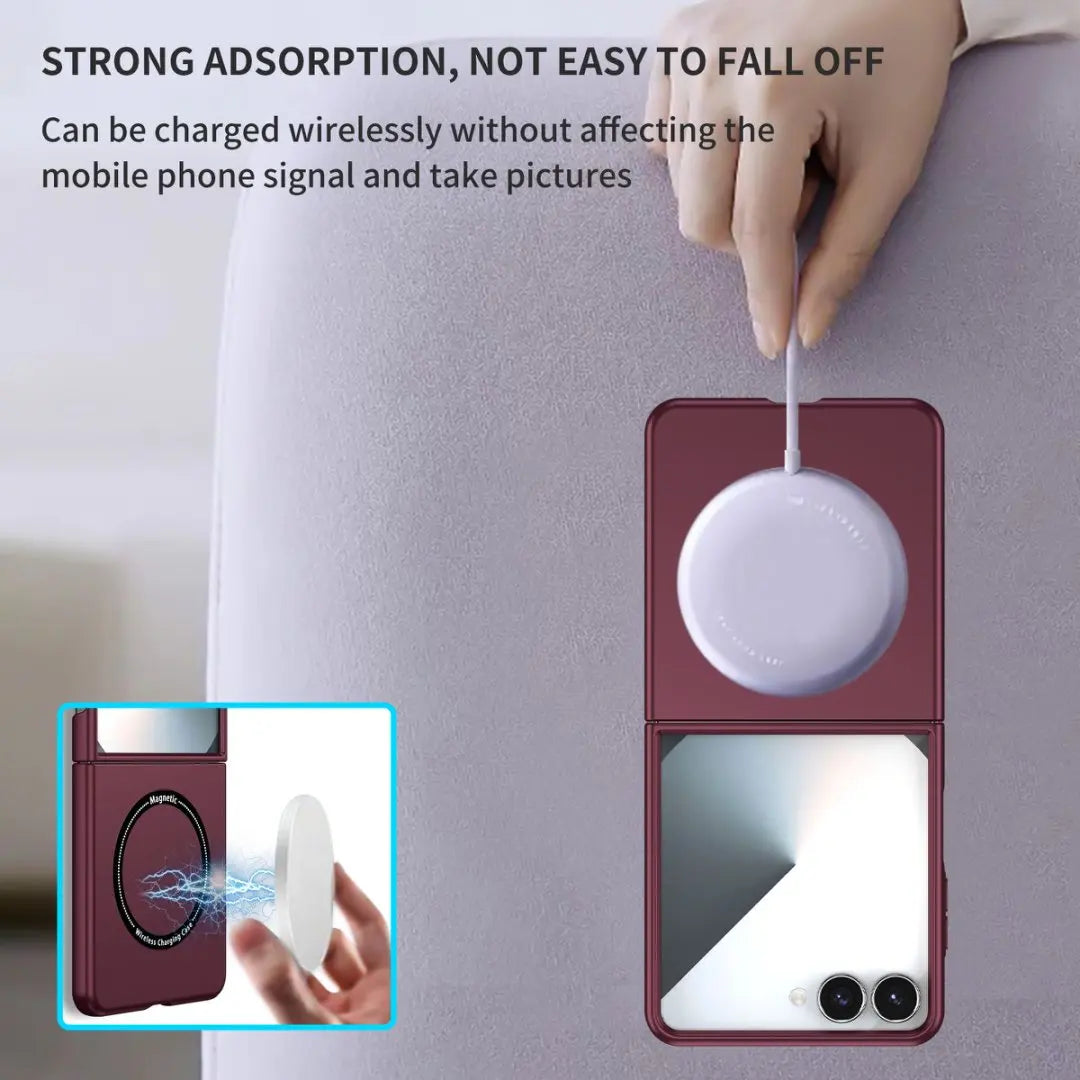 For Galaxy Z Flip7 Case Ultra Slim Wireless Charging Anti Shock Phone Cover Lightweight Flip 5/6 Solid Protecive Cover