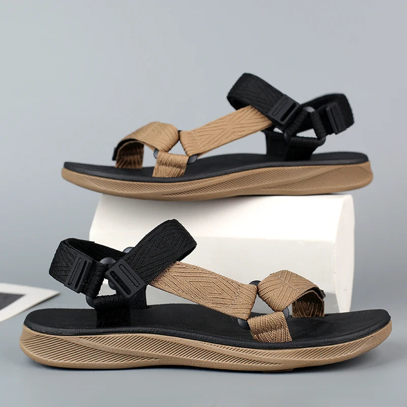 Summer Men's Sandals Outdoor Casual Anti-Slip Breathable Beach Holiday Sports Sandals for Summer Walking Durable Flat Shoe 40-45