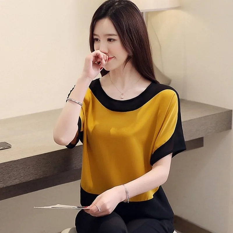Fashion Women Blouses 2025 Women Blouse Shirt Short Sleeve Casual Chiffon Blouse Women Shirts Womens Tops and Blouses 3397 50