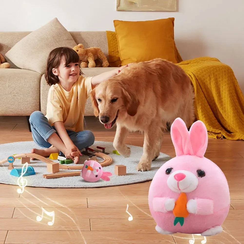 Electronic Pet Dog Toy Ball Pet Bouncing Jump Ball Music Vibration Bite Puppy Ball Interactive Dog Chewing Moving Plush Doll Toy