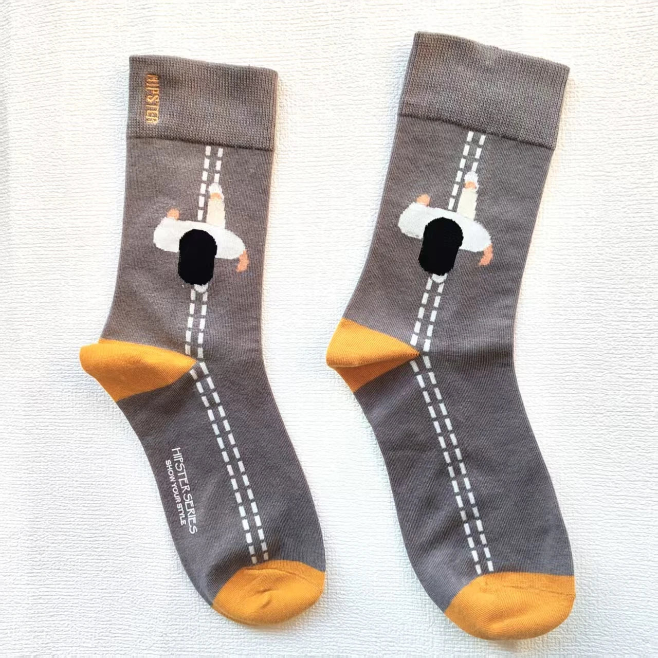 Colorful Funny Cotton Men Crew Socks Hip Hop Novelty Painting Style Skate Street Designer Harajuku Gift Happy Black Yellow Cool