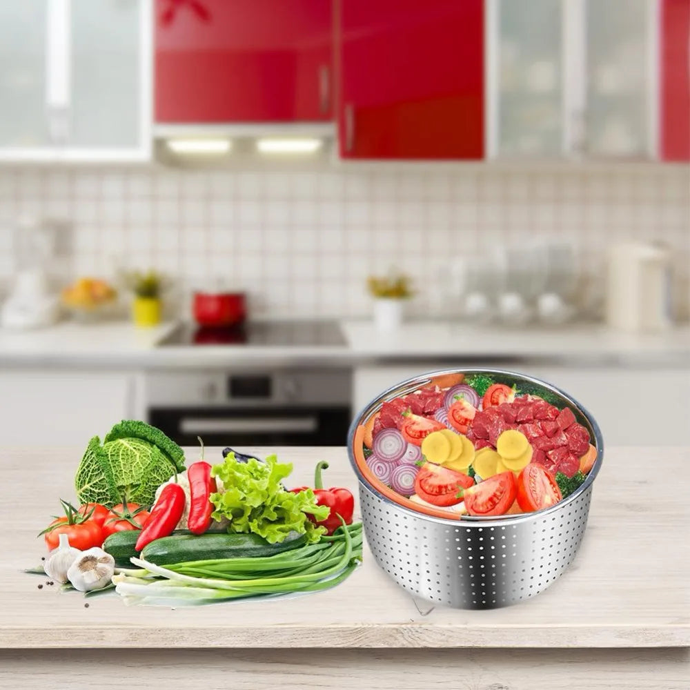 Stainless Steel 304 Steamer Basket With Silicone Feet for Pressure Cooker Accessories with Instant Pot Kitchen Food Strainer