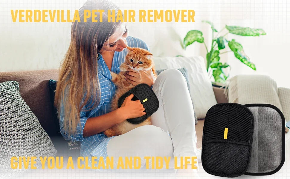 Pet Hair Removal Tool Reusable Static Removal Gloves, Double-Sided Grooming Gloves for Pets, Removes Pet Fur Hair for Carpets