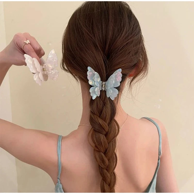 Fairy Butterfly Hair Claw French Retro Acetate Crab Hair Clip Summer Sweet Princess Shark Clip Coiled Hairpin Hair Accessories
