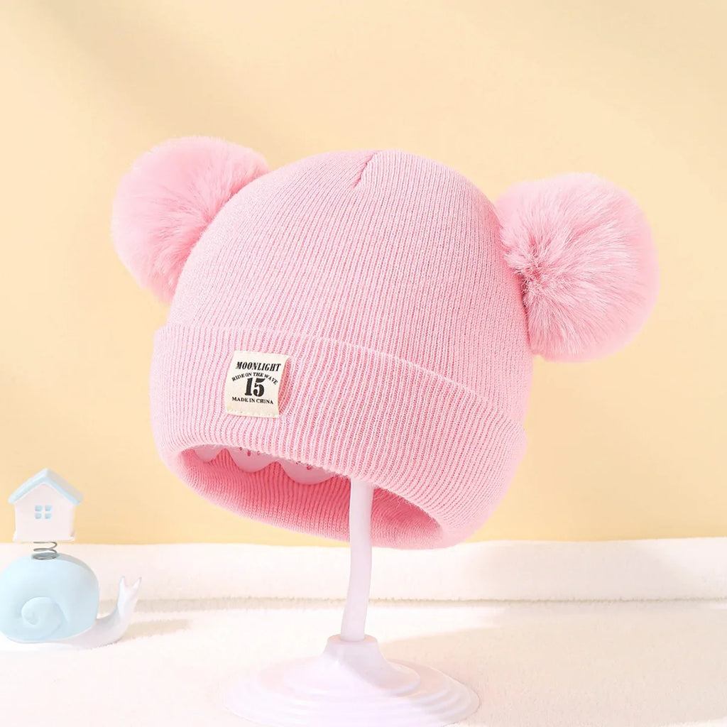 Children's Caps Baby Wool Hat Children's Thick Hats Warm Earmuff Winter Warm Knit Caps Infant Toddler Cap Kids Pom Pom Hat