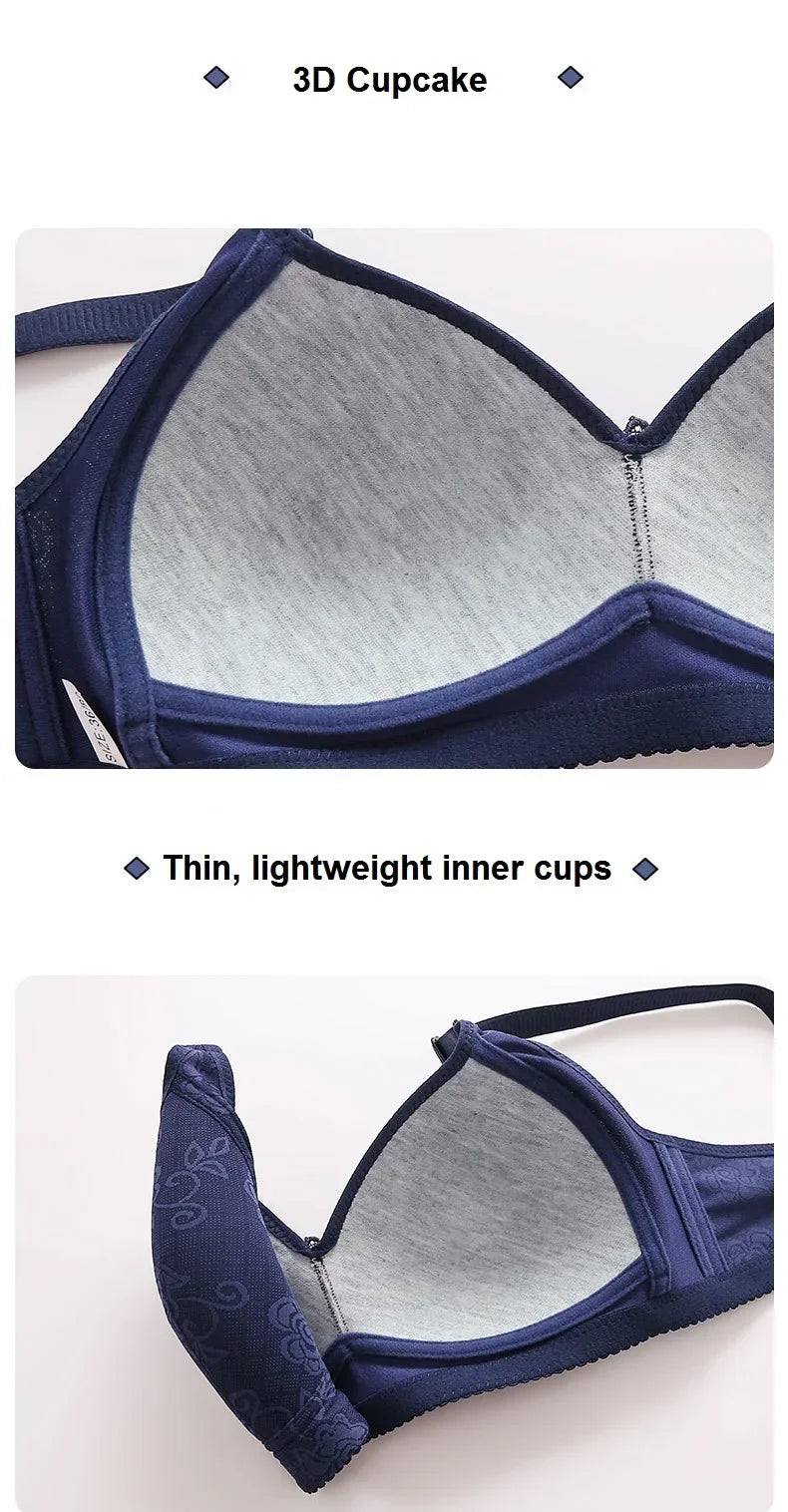 New Women Mom Bra Large Size Thin Cup Elderly Women Female Full-cup Brassiere Non-magnetic Non-steel Ring Ladies Mom Underwear