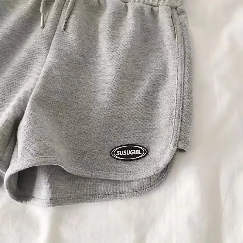 Women Casual Drawstring Sports Shorts Summer Thin High Waist Yoga A-line Shorts Loose Women Running Straight Trousers