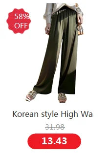 Fashion casual pantalones aesthetic plus size Women Trousers Spring Satin Imitation Silk Soft long Pants  pants y2k