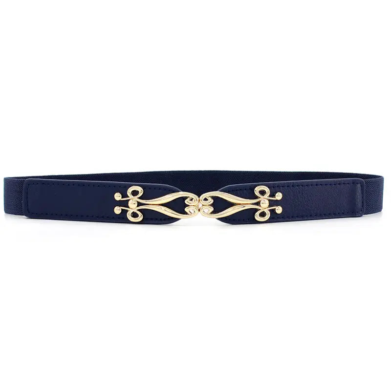 Women belt Elastic Waistband Thin Stretch Wrap Buckle Waist Belt Elegant Cummerbunds Fashion Leaf Belt for Dress Accessories