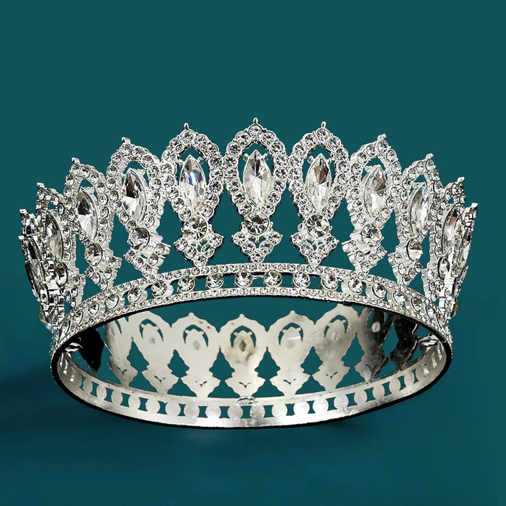 Vintage Bridal Tiara Baroque Marquise Rhinestone Round Crown Wedding Dress Accessories Crown Hair Jewelry Accessories