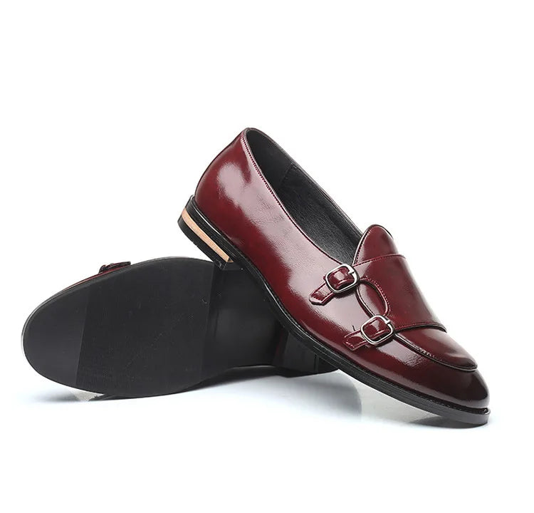 Man Shoes Leather Loafers designer Fashion Slip-on Casual Comfortable Double Monk Dress Shoe