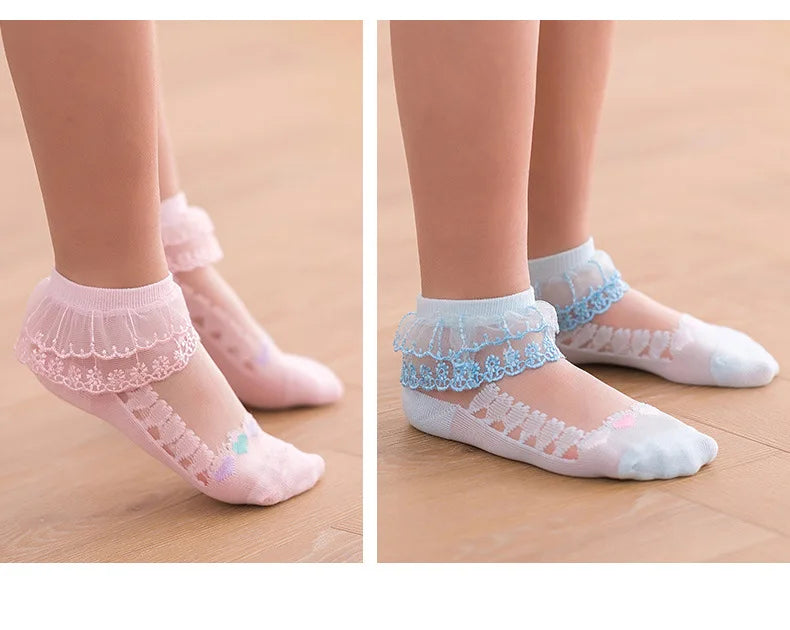 1 Pair Soild Color Thin Lace Mesh Socks for Baby Children Girls Summer Dresses Paired with Princess Socks Baby Clothing