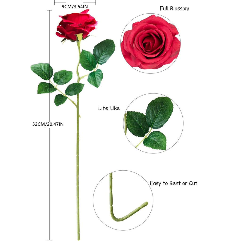 Artificial Flowers Silk Rose Festival Home Decor Bonsai Room Table Wedding Wreath Bridal Bouquet Outdoor Yard Garden Diy GiftBox