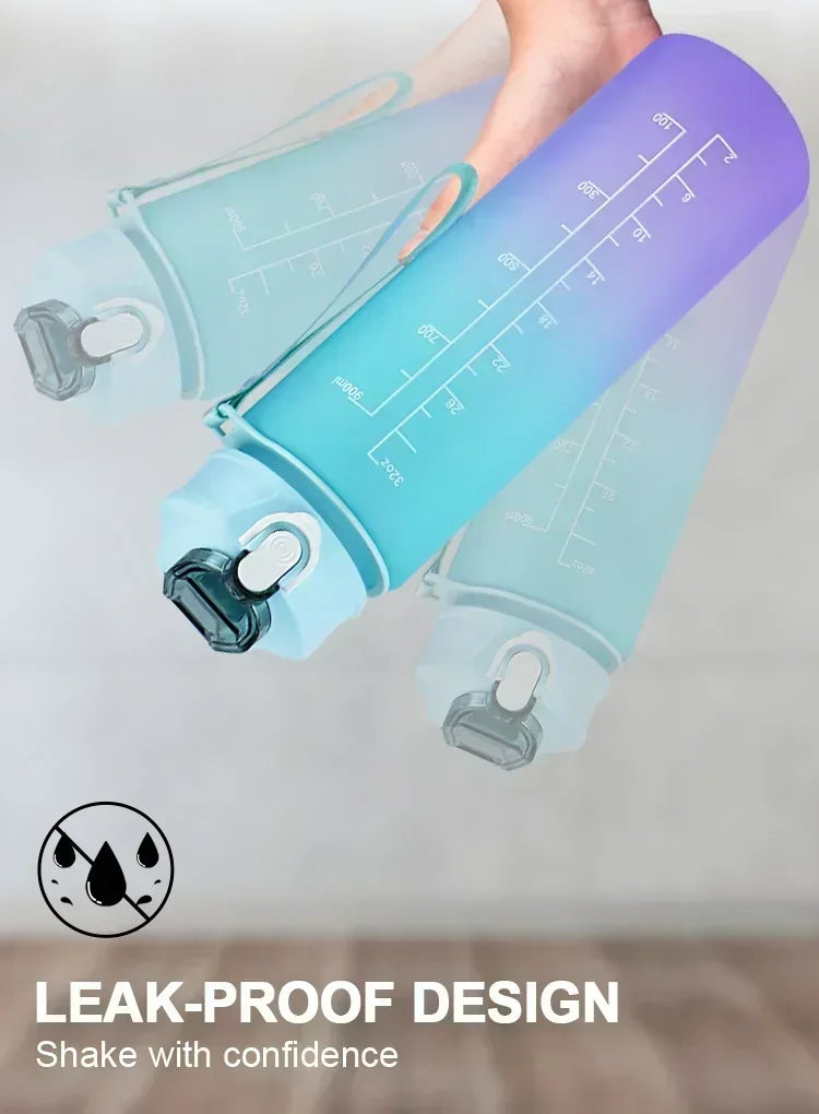 900ml Leakproof Water Bottles with Times To Drink and Straw Motivational Drinking Sports Water Bottle for Fitnes Gym Outdoor