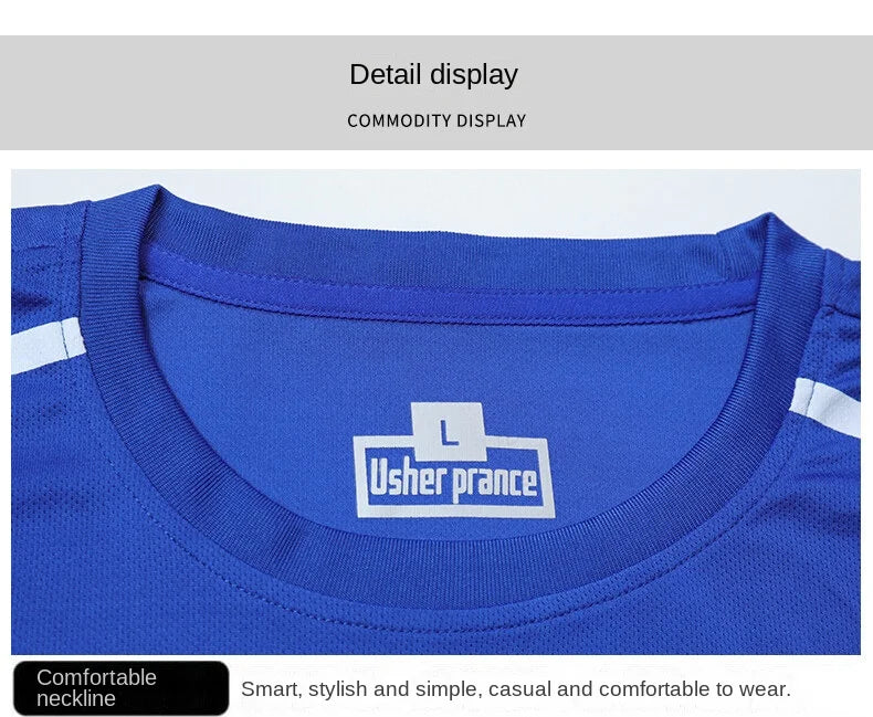 Sports suit men's summer fitness short sleeve men's fast drying clothes running loose casual Sportswear large