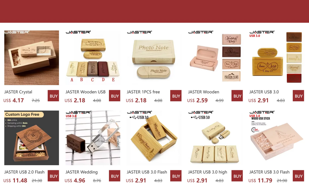 JASTER Wooden TYPE-C USB 2.0 Flash Drive 128GB Pen Drive Free Logo Creative Business Gift U Disk 64GB with Box 32GB Memory Stick