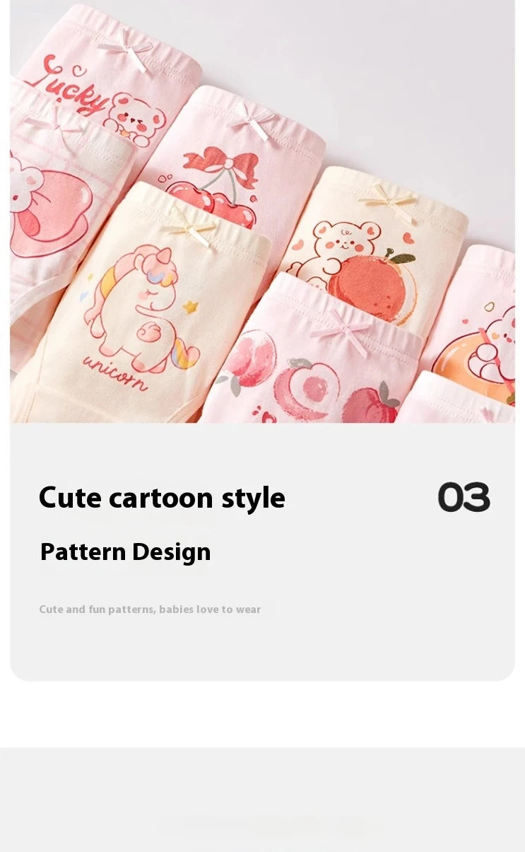 4Pcs/Lot Childen Girls Underwear Cartoon Cute Panties For Girl Cotton Toddlers Kids Breathable 1-14 Years Girls Briefs