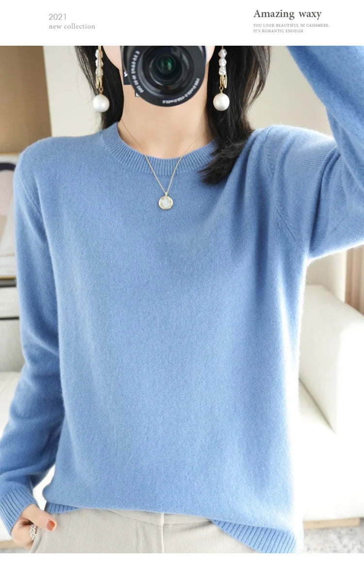 Women Sweater O-neck Autumn Winter BasicPullover Warm Casual Pulls Jumpers Korean FashionSpring Knitwear Bottoming Shirt 2023