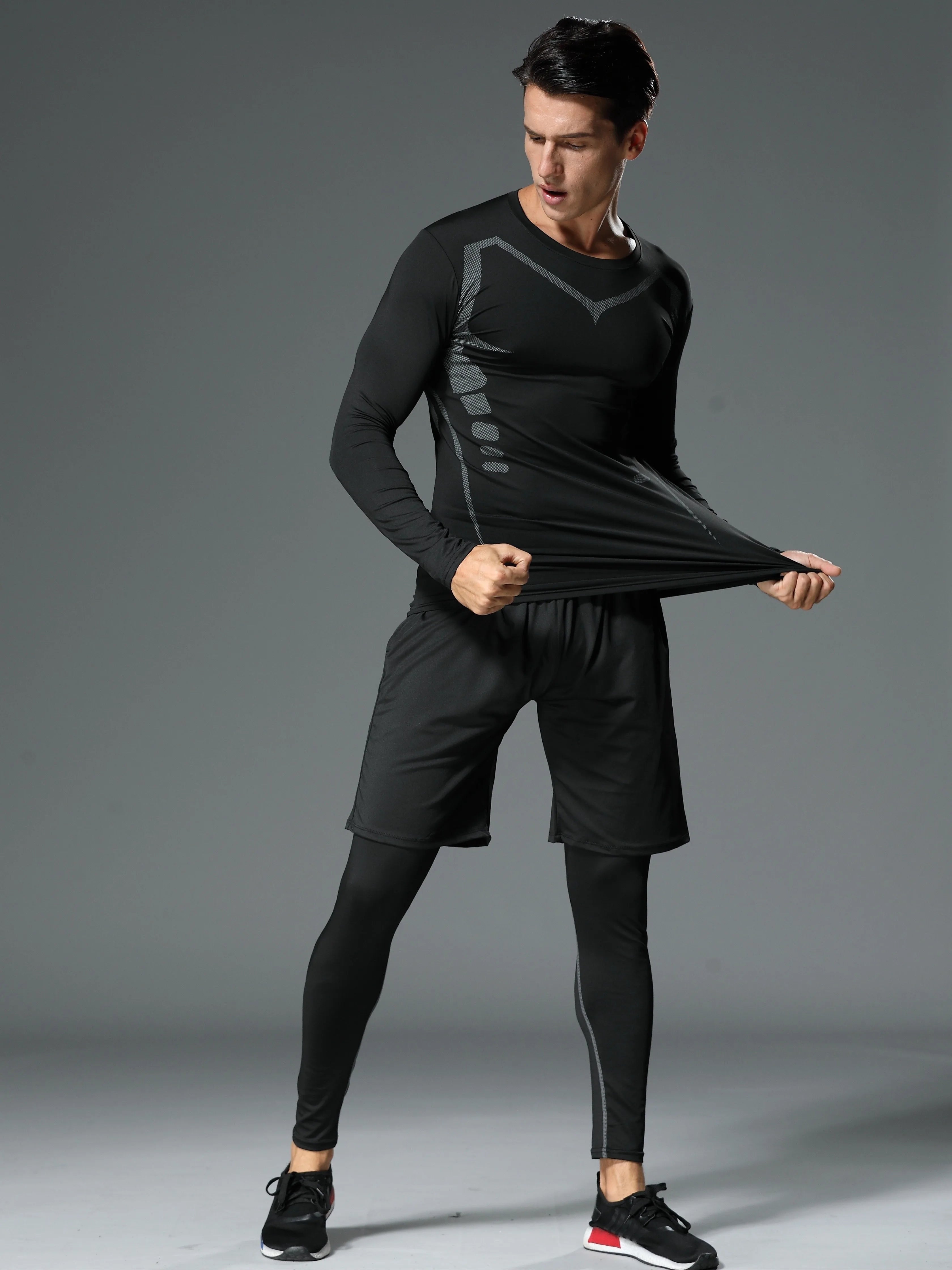 Sportswear for men, running and gym clothes, tight-fitting equipment, morning and night running training sportswear