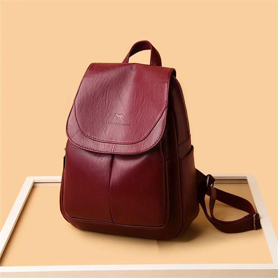 Ladies Bookbag Rucksack Women Large Capacity Backpack Purses High Quality PU Leather Female Vintage School Bags Travel Bagpack