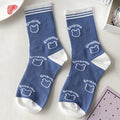 Women's Socks Warm Socks In Autumn and Winter Blue Socks Students High-top Striped Checkered Sports Stockings