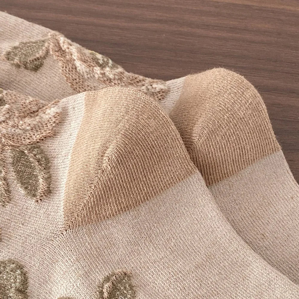 5 Pair Cute Print Socks For Women Long Autumn Winter Fashion Versatile Casual Ethnic Style Vintage Women's Socks Set 2025 New