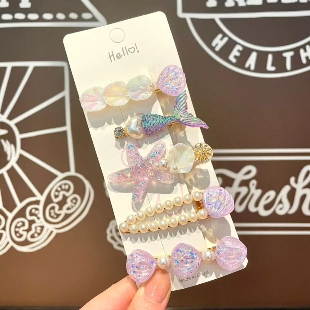 1/5Pcs Shell Starfish Hair Clips Ocean Series Mermaid Hairpins Girls Summer Beach Bang Clip Princess Barrette Hair Accessories