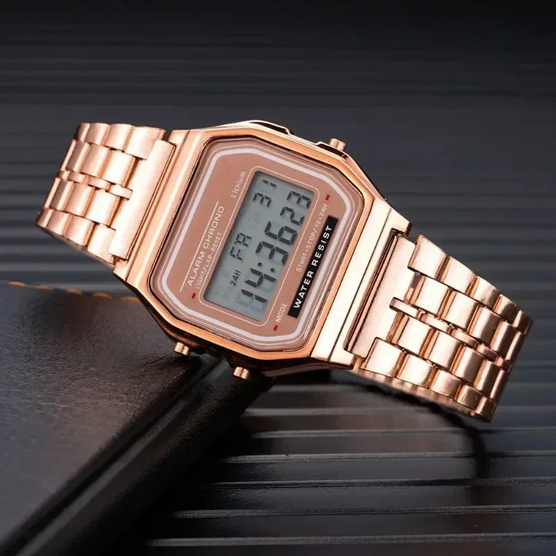 Fashion Mens Watch Digital Led Luxury Stainless Steel Square Wristwatch Electronic Watches for Men Female Clock Reloj Hombre
