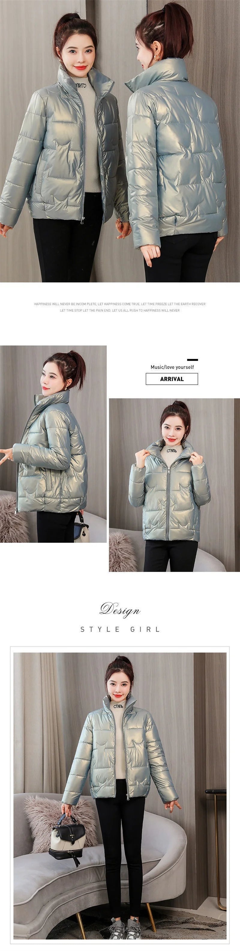 Winter Women Jacket 2022 New Fashion Glossy Cotton Padded Jacket Female Parkas Loose Short Thick Warm Casual Ladies Outwear