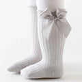 Simmer Spring Mesh Thin Cotton Korean Bow White Stockings Baby Princess Knee High Long Socks with Lace Ruffles for Newborn Girls
