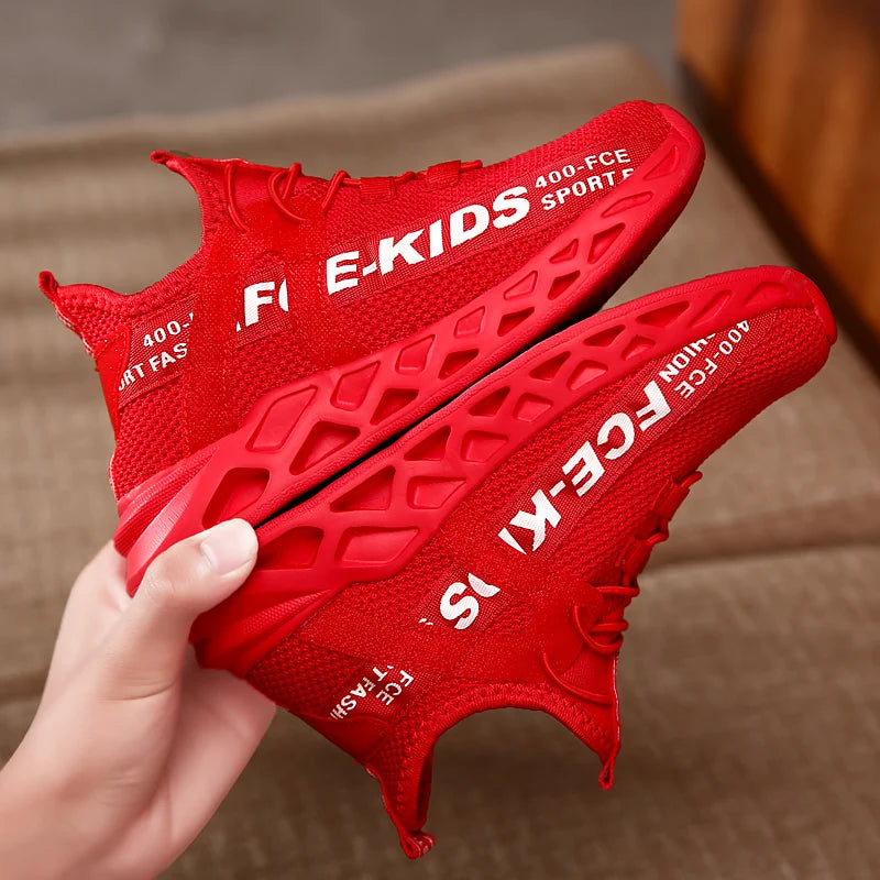 Kids Casual Low Top Lace Up Sneakers Boys Girls Breathable Lightweight Anti Slip Outdoor Walking Children Sports Running Tennis