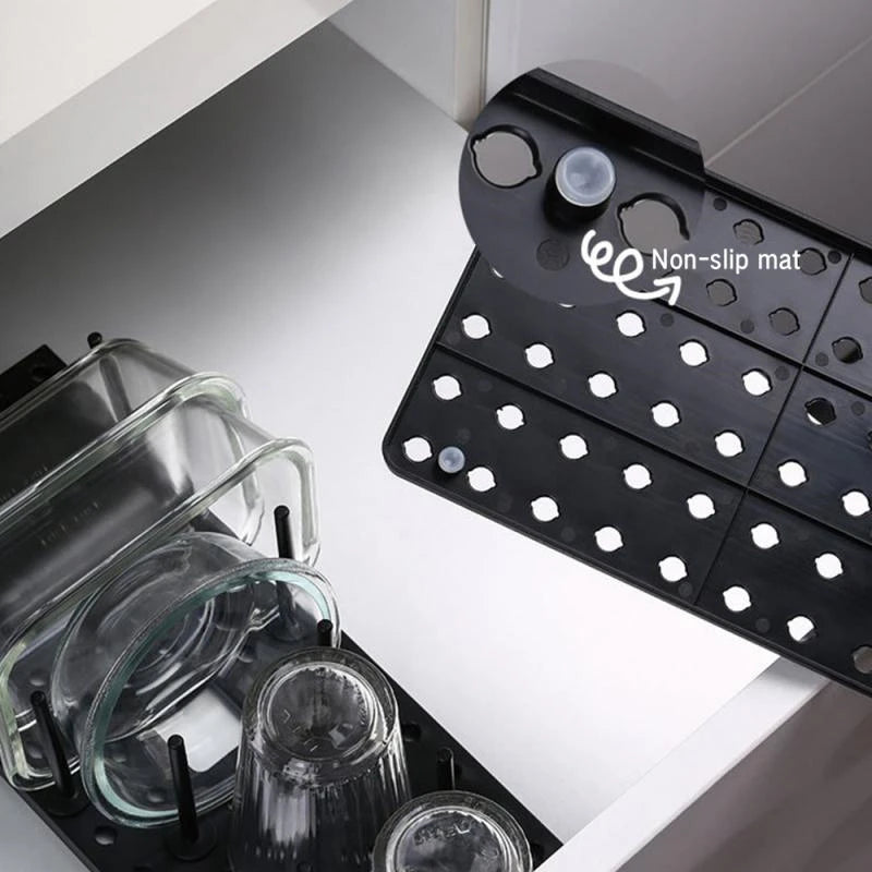 Kitchen Organizer Sink Drain Shelf Dish Drying Rack Telescopic Pan Bowl Stand Storage Drawer Adjustable Holder Home Accessories