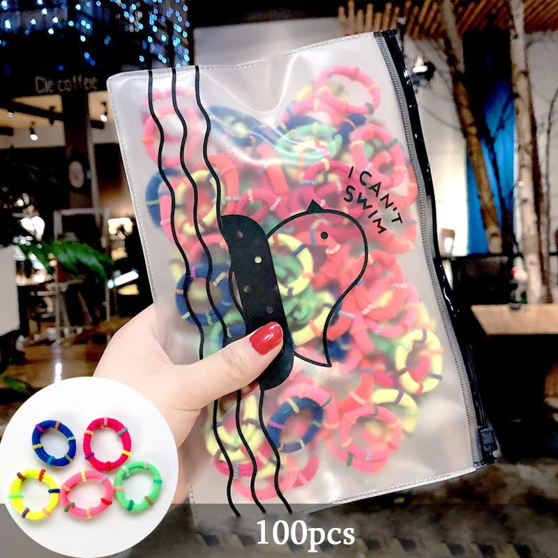 20/50Pcs/Set Girls Colorful Nylon Small Elastic Hair Bands Kids Cute Bow Hair Bands Ponytail Holder Headband Hair Accessories