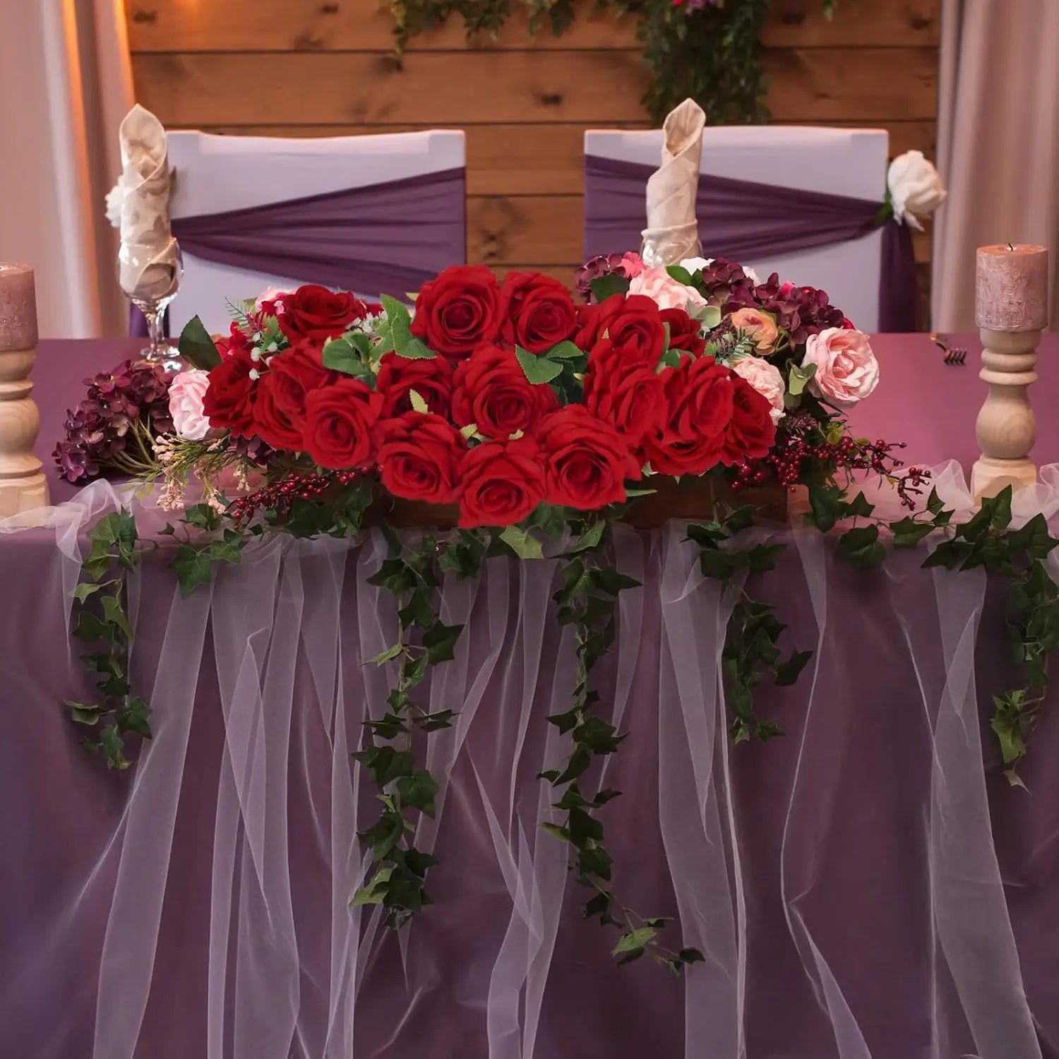 Artificial Flowers Silk Rose Festival Home Decor Bonsai Room Table Wedding Wreath Bridal Bouquet Outdoor Yard Garden Diy GiftBox