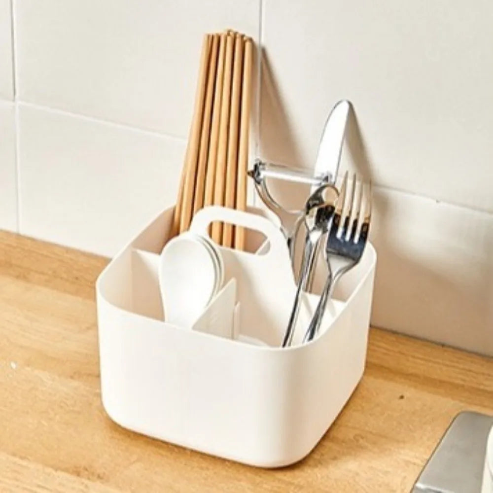 Plastic Cosmetic Organiser Multi-compartment with Handle Split Pen Organiser Divider Sorting Desk Storage Basket Office