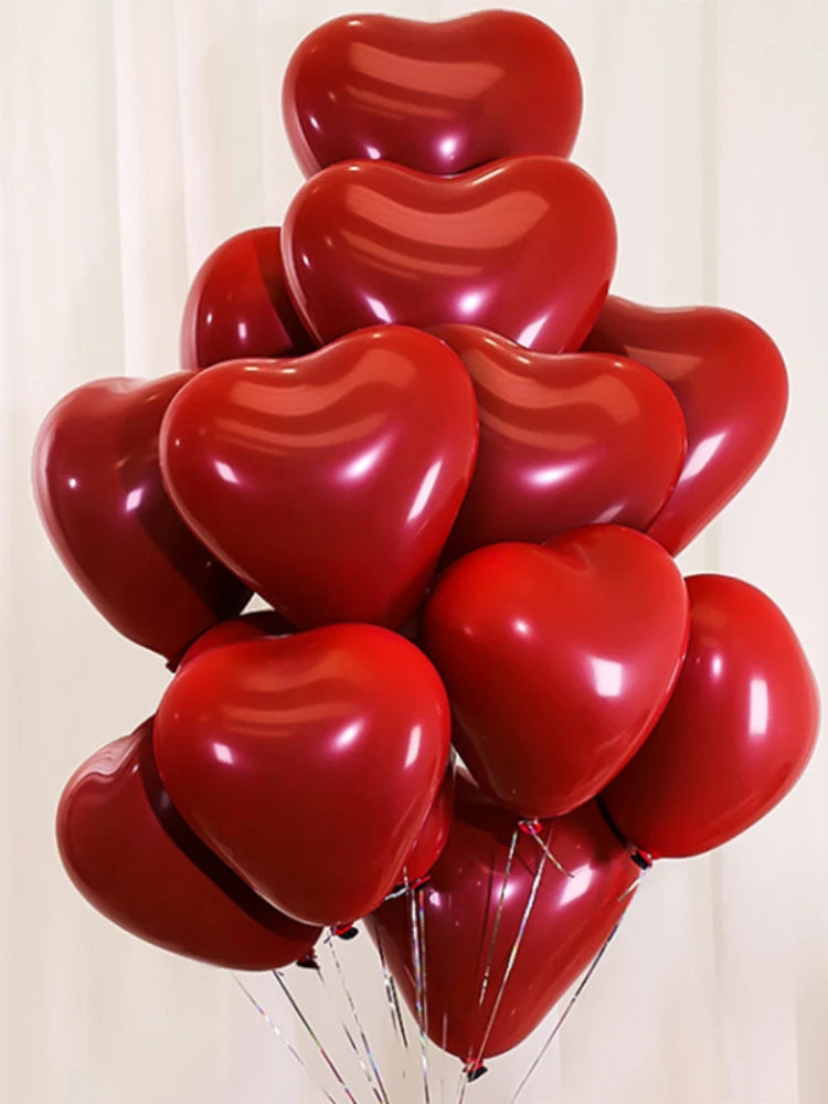 Wedding balloons, wholesale of wedding balloons, double-layer pomegranate red heart shaped balloons, love balloons, wedding room